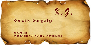 Kordik Gergely névjegykártya